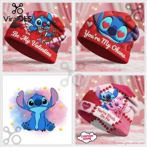 Lilo And Stitch Valentine Day Custom Beanie Hat Lilo And Stitch Valentine Day Custom Beanie Hat
