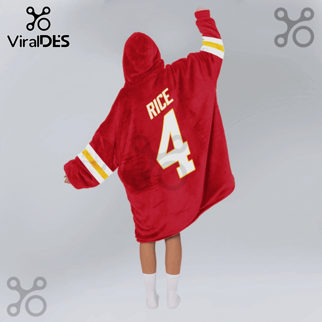 Rashee Rice 4 Kansas City Chiefs NFL Player Blanket Hoodie Rashee Rice 4 Kansas City Chiefs NFL Player Blanket Hoodie