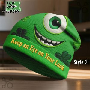 Mike Wazowski St. Patrick's Day Beanie Hat - One-Eyed Monster Luck!