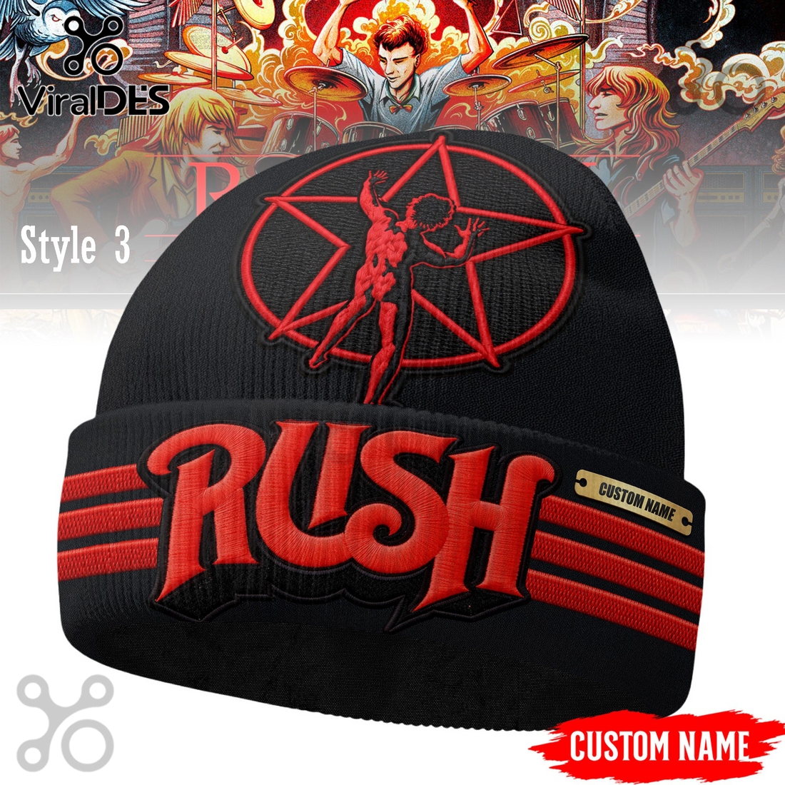 Rush Band Custom Name Beanie Hat Rush Band Custom Name Beanie Hat