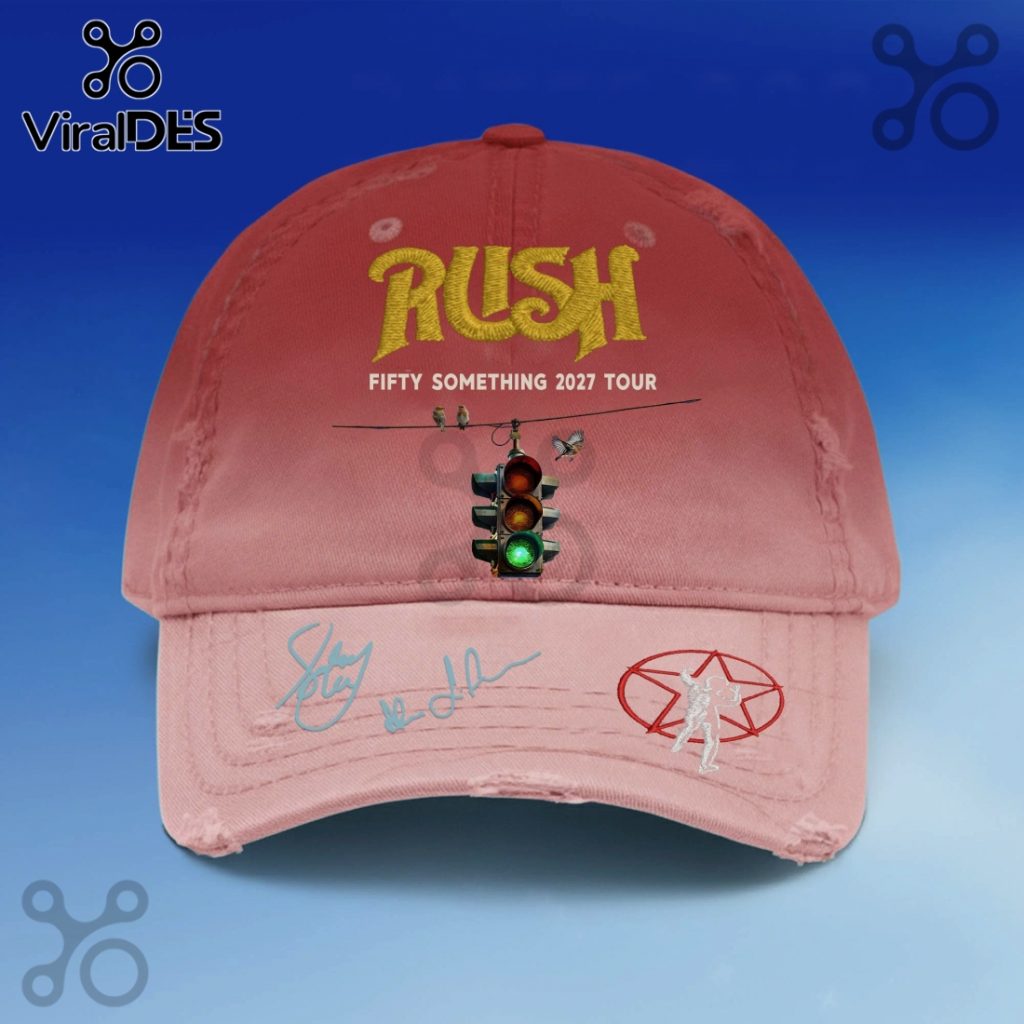 Rush Fifty Something 2027 Tour Autographed Distressed Baseball Cap