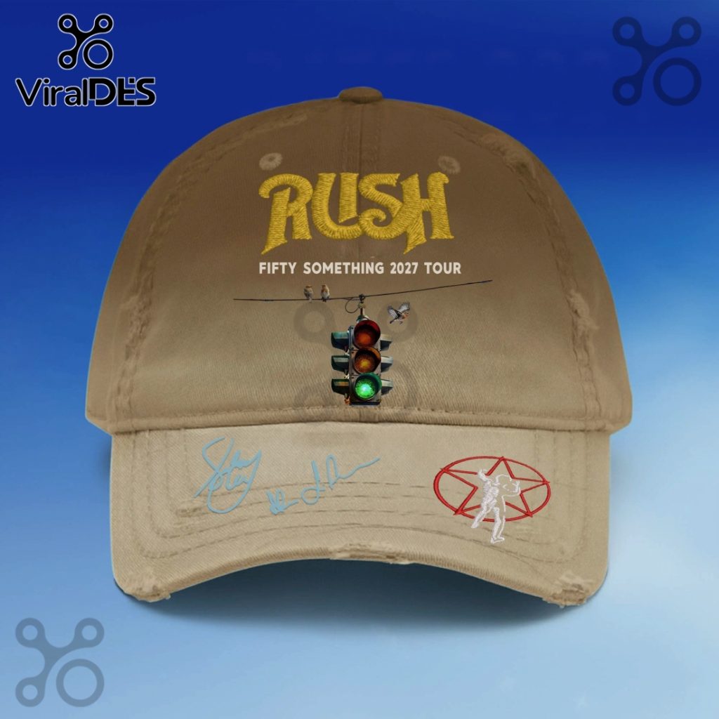 Rush Fifty Something 2027 Tour Embroidered Distressed Baseball Cap