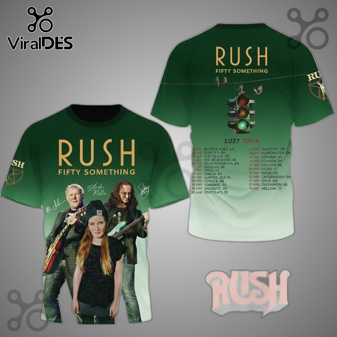Rush Fifty Something 2027 Tour Green Gradient Graphic Shirt Rush Fifty Something 2027 Tour Green Gradient Graphic Shirt