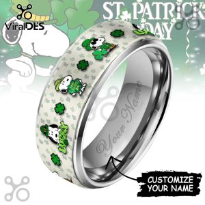 Custom Name Snoopy Silver Tungsten Ring