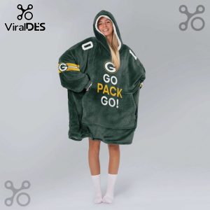 Green Bay Packers themed wearable blanket hoodie with 