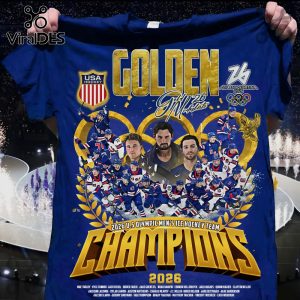 USA Hockey 2026 Olympic Champions Golden Premium Graphic T-Shirt