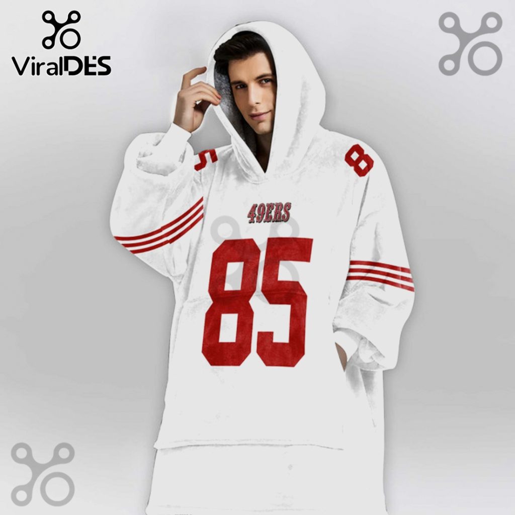 San Francisco 49ers George Kittle 85 Football Oversized Blanket Hoodie San Francisco 49ers George Kittle 85 Football Oversized Blanket Hoodie