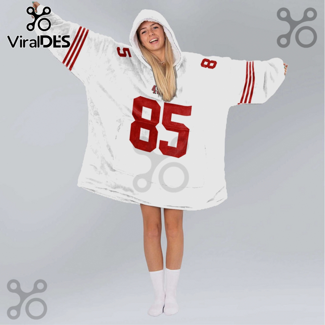 San Francisco 49ers George Kittle 85 Football Oversized Blanket Hoodie San Francisco 49ers George Kittle 85 Football Oversized Blanket Hoodie