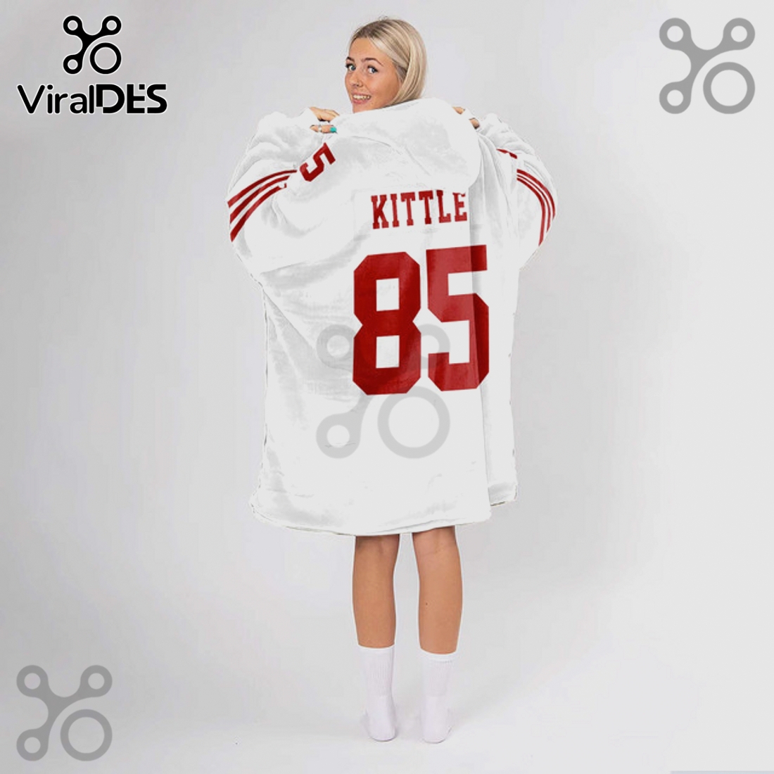 San Francisco 49ers George Kittle 85 Football Oversized Blanket Hoodie San Francisco 49ers George Kittle 85 Football Oversized Blanket Hoodie