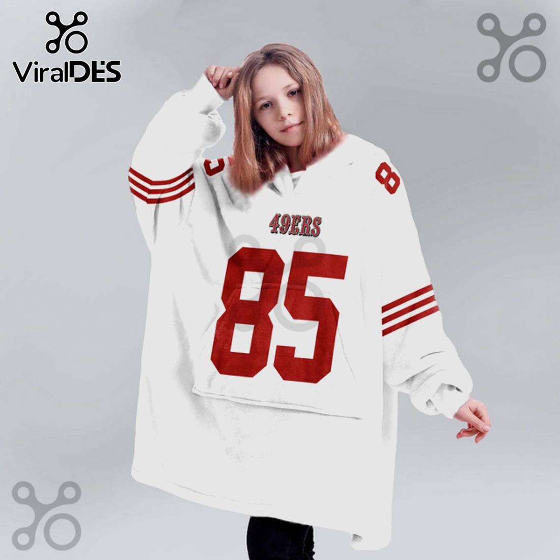 San Francisco 49ers George Kittle 85 Football Oversized Blanket Hoodie San Francisco 49ers George Kittle 85 Football Oversized Blanket Hoodie