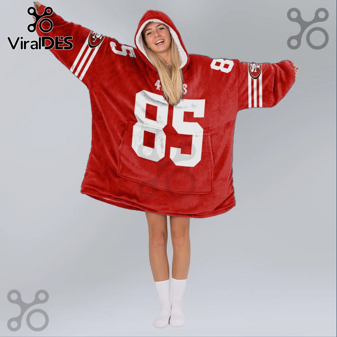 San Francisco 49ers Kittle 85 Oversized Wearable Blanket Hoodie San Francisco 49ers Kittle 85 Oversized Wearable Blanket Hoodie