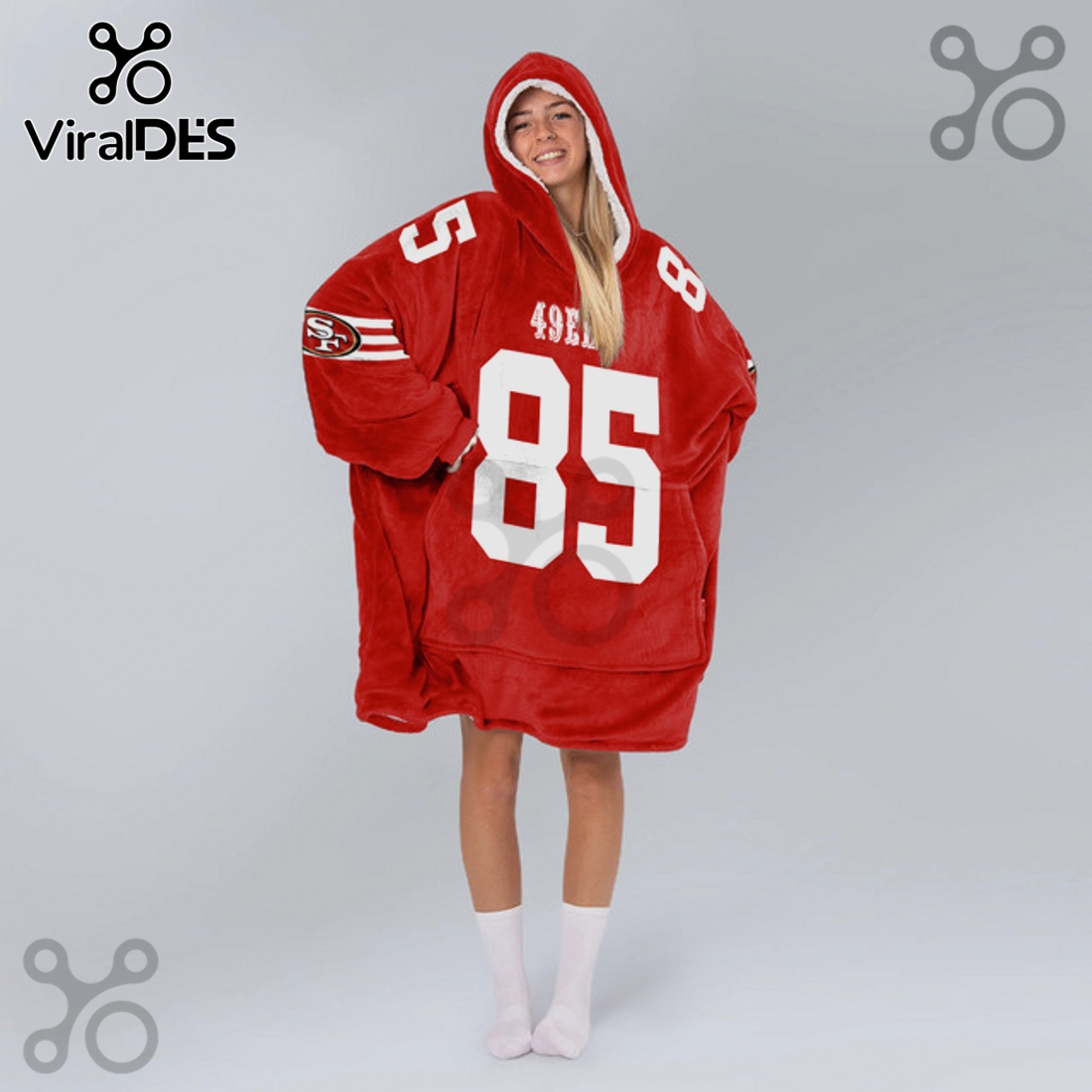 San Francisco 49ers Kittle 85 Oversized Wearable Blanket Hoodie San Francisco 49ers Kittle 85 Oversized Wearable Blanket Hoodie