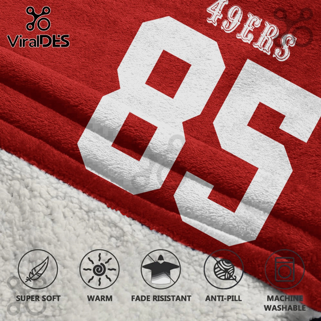 San Francisco 49ers Kittle 85 Oversized Wearable Blanket Hoodie San Francisco 49ers Kittle 85 Oversized Wearable Blanket Hoodie