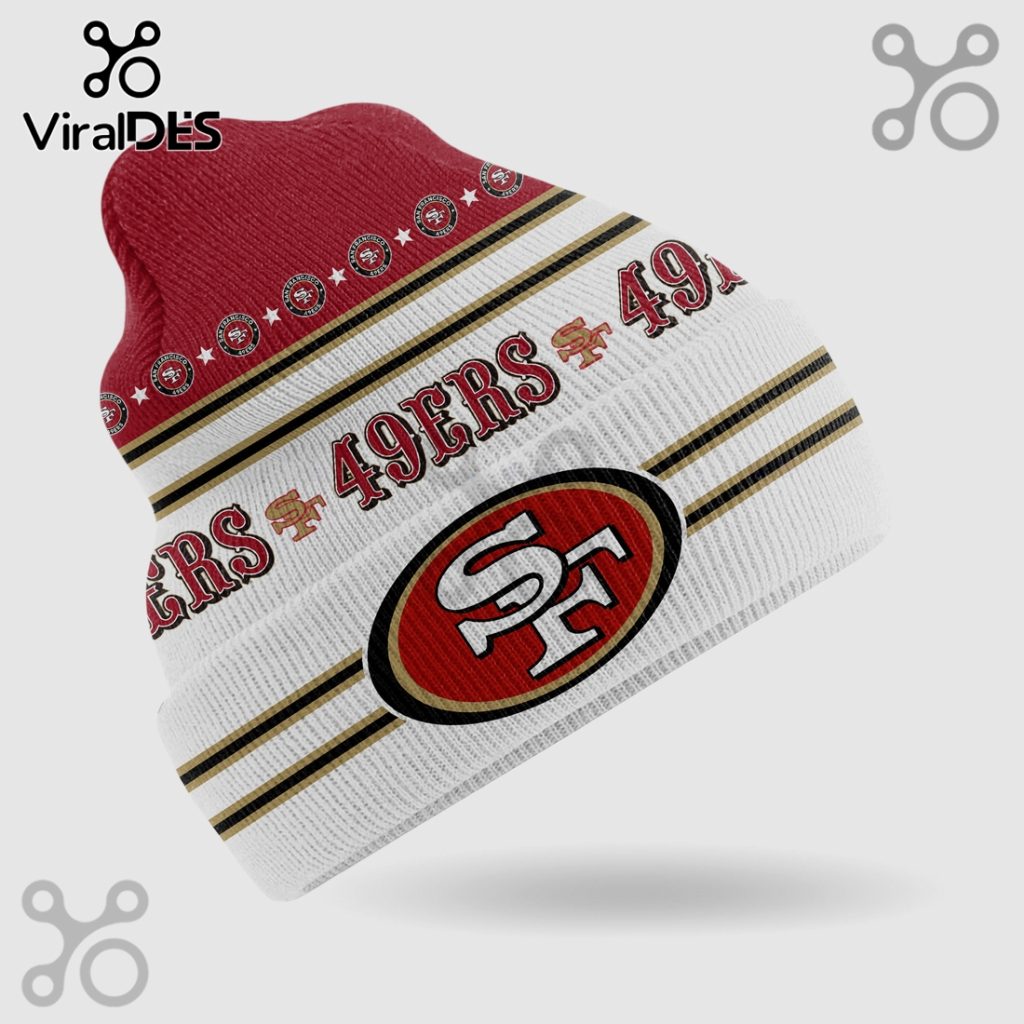San Francisco 49ers Stripes & Logo Knit Beanie Hat