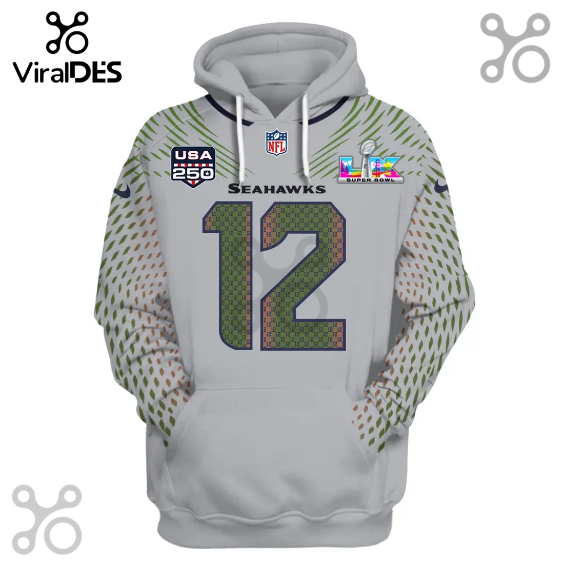 Seattle Seahawks 12th Fan Super Bowl LVI 3D Graphic Hoodie Seattle Seahawks 12th Fan Super Bowl LVI 3D Graphic Hoodie