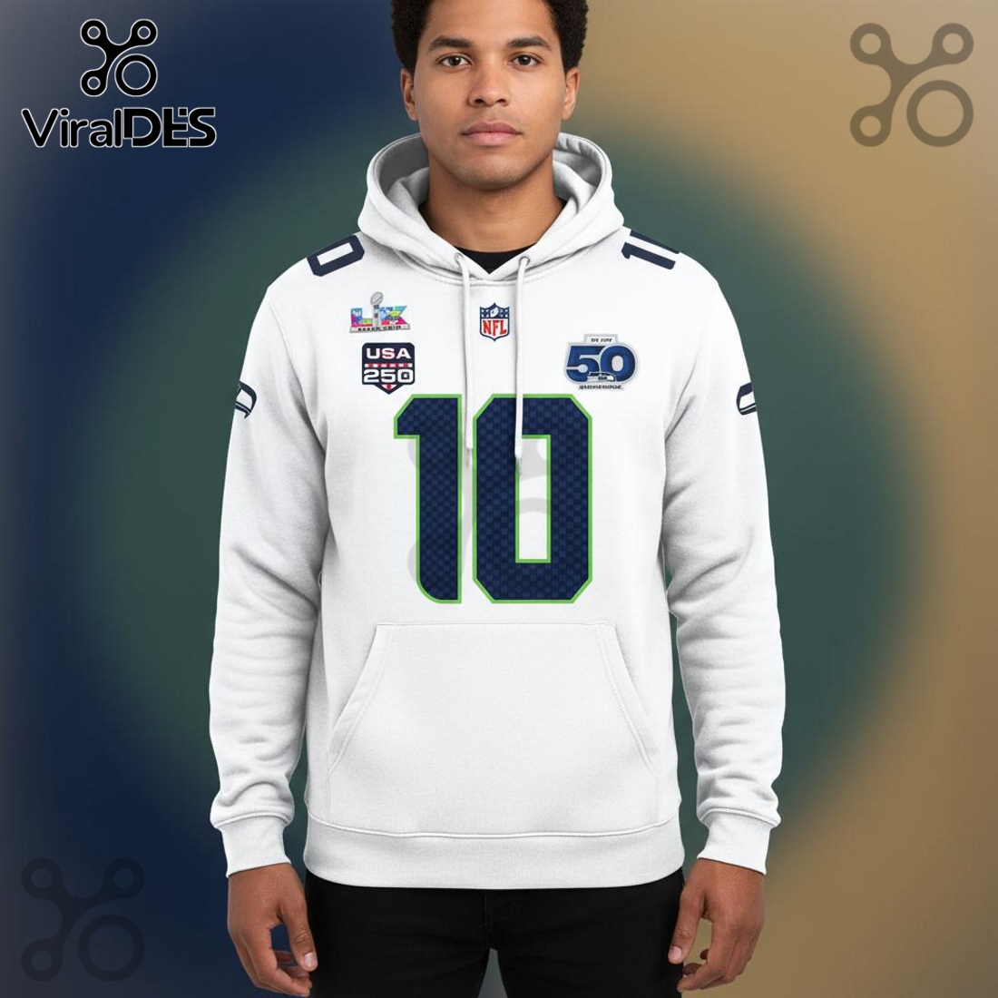 Seattle Seahawks Cooper Kupp 10 Super Bowl LVI 50th Anniversary 3D Hoodie Seattle Seahawks Cooper Kupp 10 Super Bowl LVI 50th Anniversary 3D Hoodie