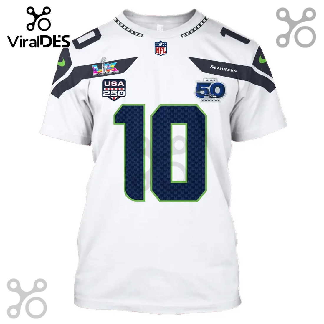 Seattle Seahawks Cooper Kupp 10 Super Bowl LVI 50th Anniversary 3D Hoodie Seattle Seahawks Cooper Kupp 10 Super Bowl LVI 50th Anniversary 3D Hoodie