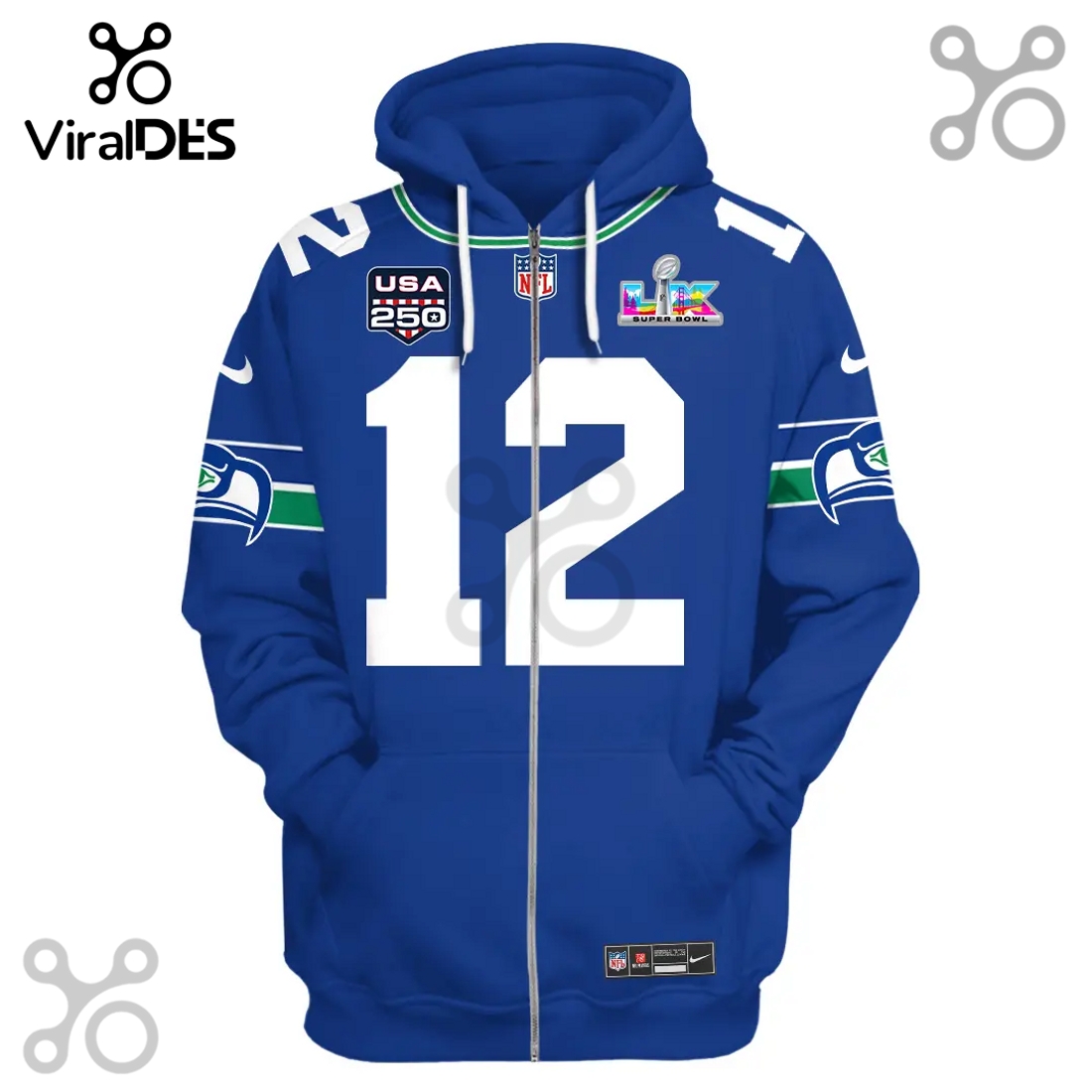 Seattle Seahawks Fan 12 Super Bowl LII Premium 3D Hoodie Seattle Seahawks Fan 12 Super Bowl LII Premium 3D Hoodie