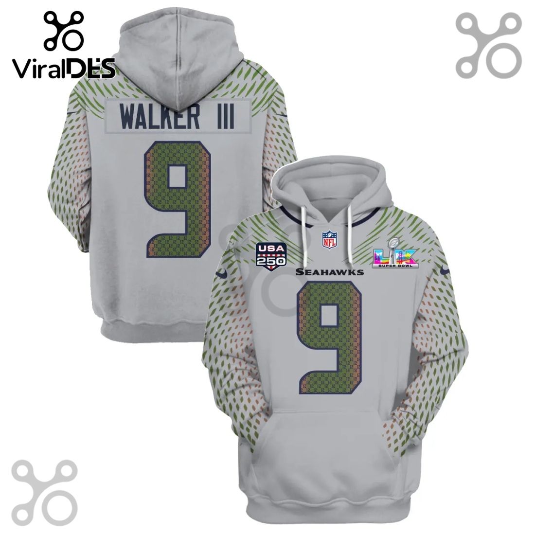 Seattle Seahawks Kenneth Walker III Super Bowl LVI 3D Hoodie Seattle Seahawks Kenneth Walker III Super Bowl LVI 3D Hoodie