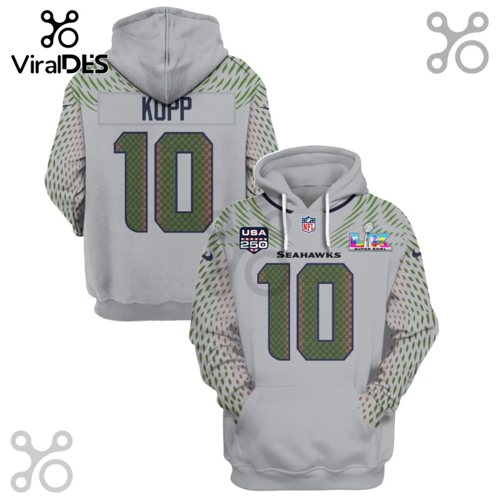 Seattle Seahawks Kopp Super Bowl LVI 3D Design Pullover Hoodie Seattle Seahawks Kopp Super Bowl LVI 3D Design Pullover Hoodie