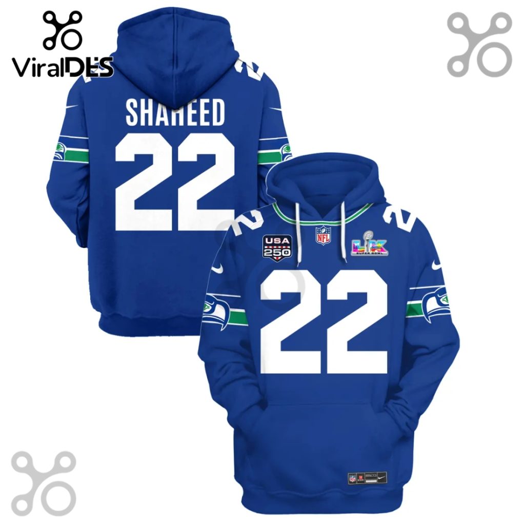 Seattle Seahawks Shaheed 22 Super Bowl LVII Commemorative 3D Hoodie