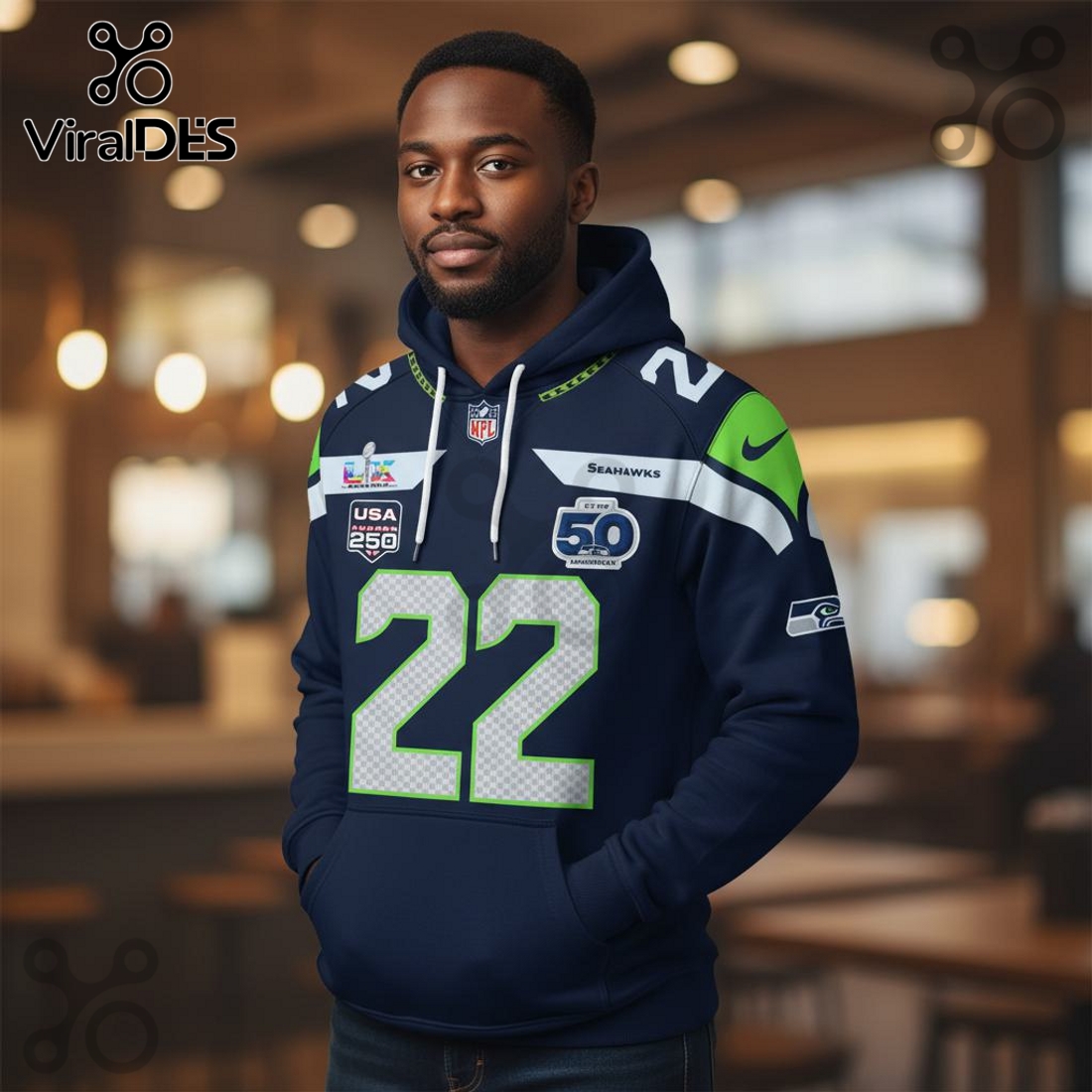 Seattle Seahawks Shaheed 22 Super Bowl LVIII USA 250 50th Anniversary 3D Hoodie Seattle Seahawks Shaheed 22 Super Bowl LVIII USA 250 50th Anniversary 3D Hoodie