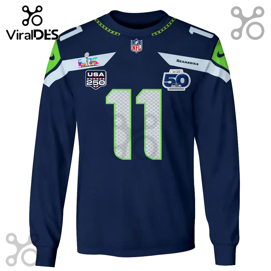 Seattle Seahawks Smith-Njigba 11 Super Bowl LVIII 58th Anniversary 3D Hoodie Seattle Seahawks Smith-Njigba 11 Super Bowl LVIII 58th Anniversary 3D Hoodie