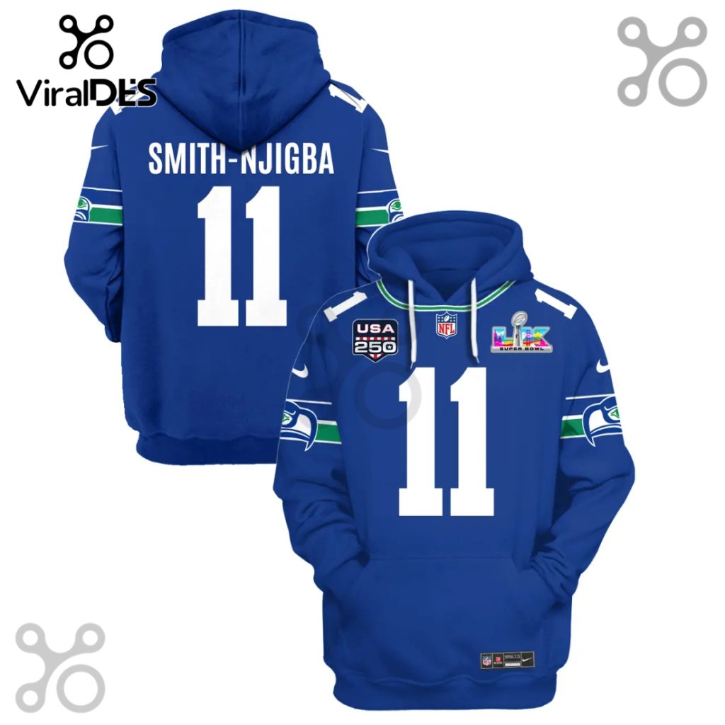 Seattle Seahawks Smith-Njigba 11 Super Bowl LVIII Football 3D Hoodie
