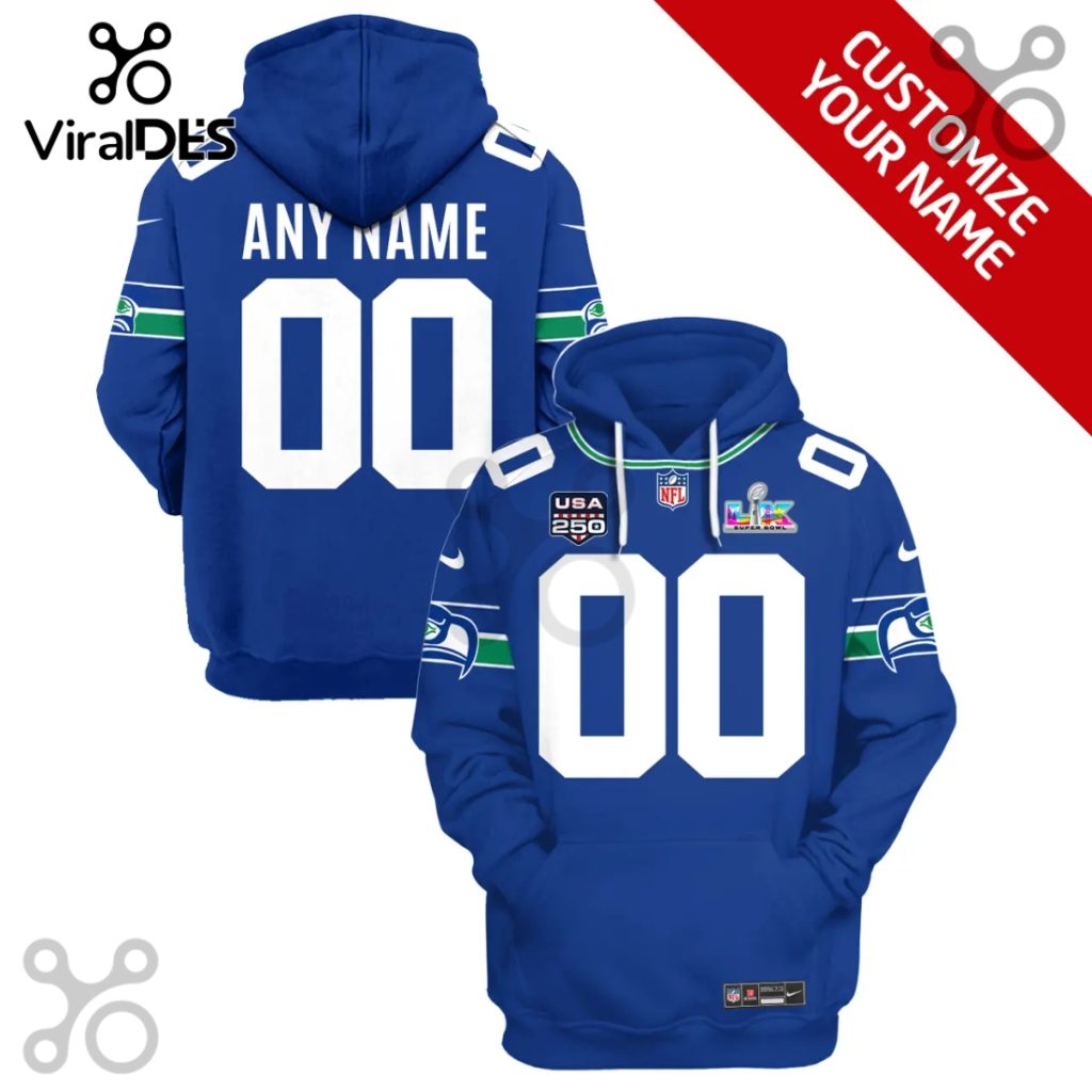 Seattle Seahawks Super Bowl LIII Personalized 3D Graphic Hoodie