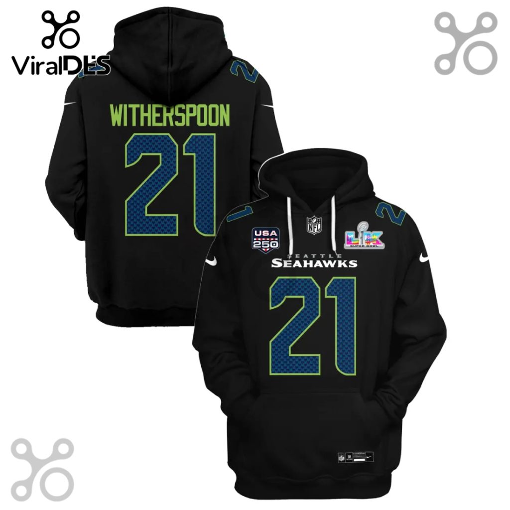 Seattle Seahawks Witherspoon 21 Super Bowl LIX Premium 3D Hoodie