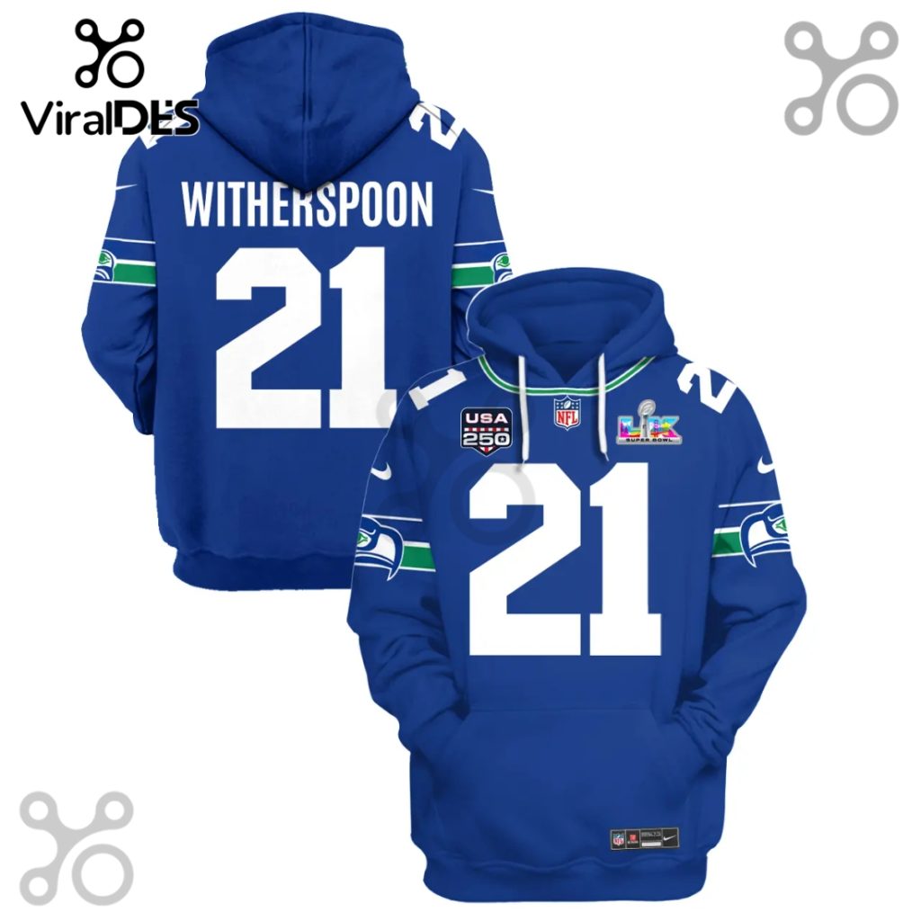 Seattle Seahawks Witherspoon 21 Super Bowl LVI Commemorative 3D Hoodie