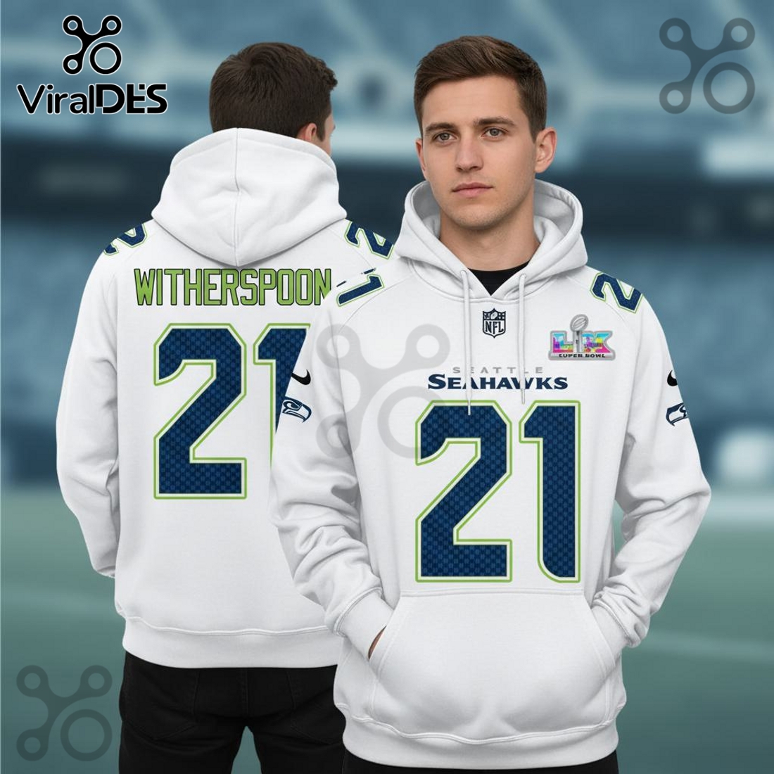 Seattle Seahawks Witherspoon Super Bowl LVI 3D All Over Print Hoodie Seattle Seahawks Witherspoon Super Bowl LVI 3D All Over Print Hoodie