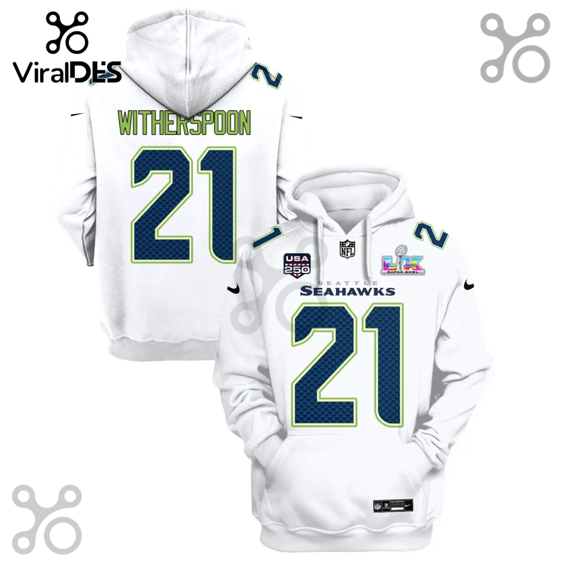 Seattle Seahawks Witherspoon Super Bowl LVI 3D All Over Print Hoodie Seattle Seahawks Witherspoon Super Bowl LVI 3D All Over Print Hoodie