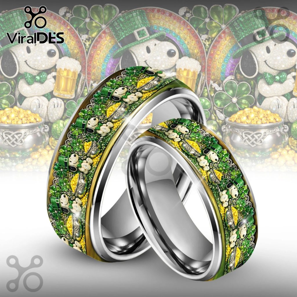 Snoopy ST.Patrick’s Day Silver Tungsten Ring