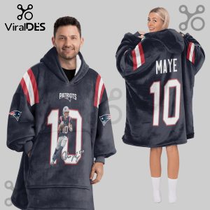 Person wearing a Patriots Maye 10 oversized hoodie blanket.!