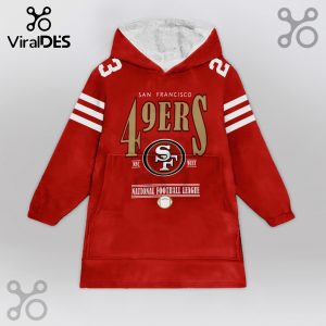 Red hooded blanket featuring San Francisco 49ers design with player numbers 2 and 3 on sleeves!