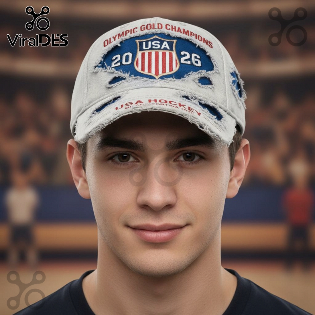 USA Hockey 2026 Olympic Gold Champions Distressed Fashion Baseball Cap USA Hockey 2026 Olympic Gold Champions Distressed Fashion Baseball Cap