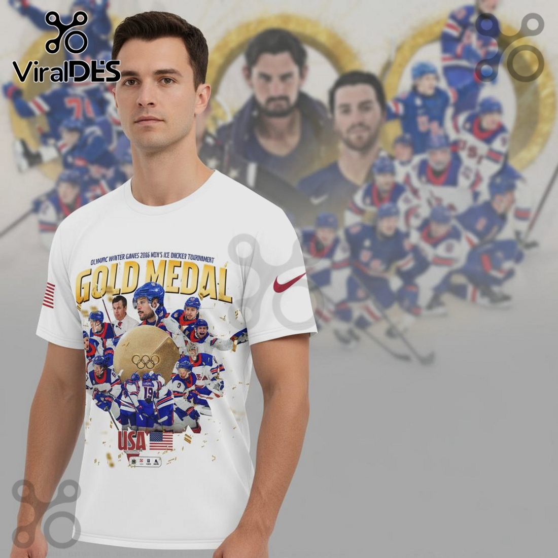 USA Hockey 2026 Olympic Gold Medal Team Graphic Print Shirt USA Hockey 2026 Olympic Gold Medal Team Graphic Print Shirt