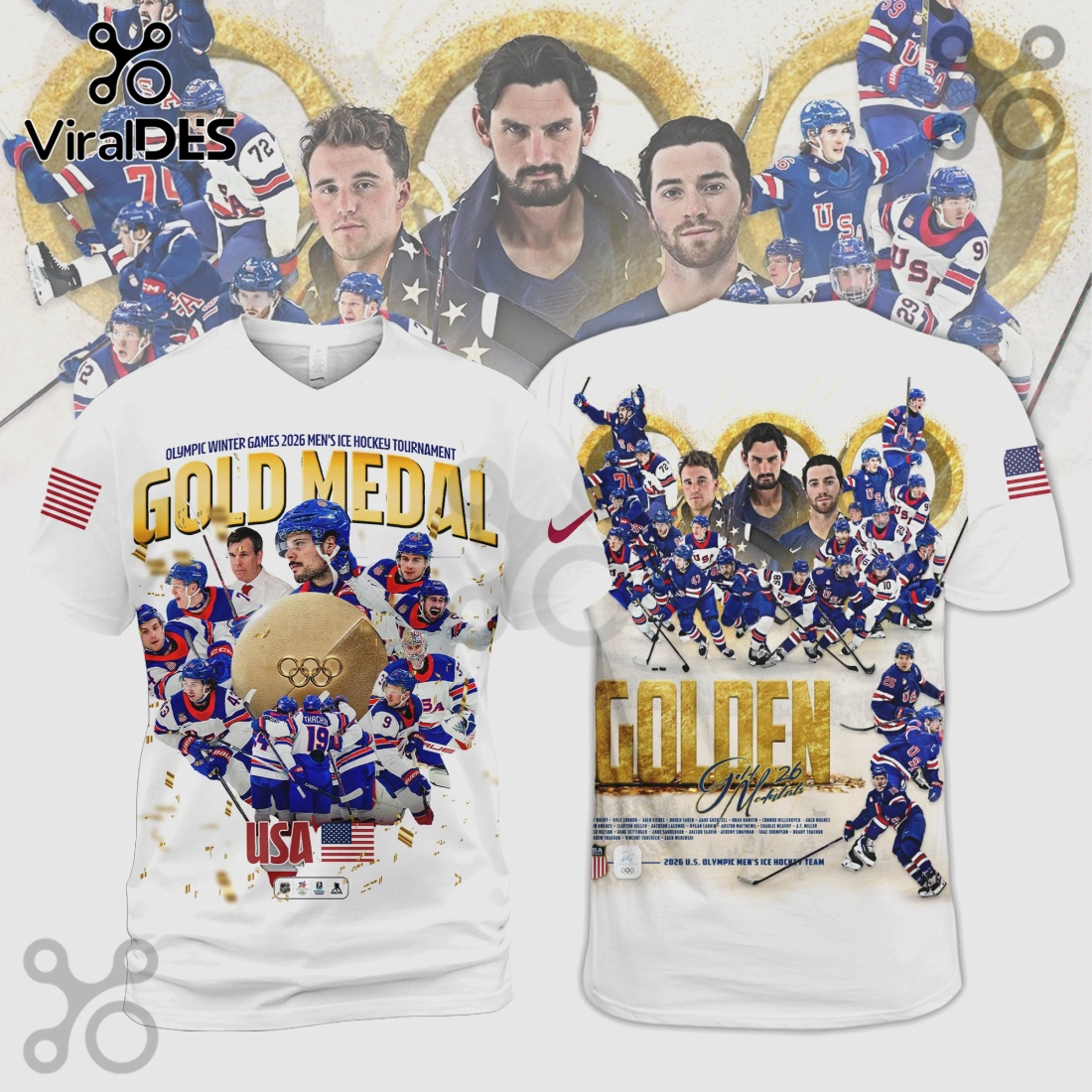 USA Hockey 2026 Olympic Gold Medal Team Graphic Print Shirt USA Hockey 2026 Olympic Gold Medal Team Graphic Print Shirt