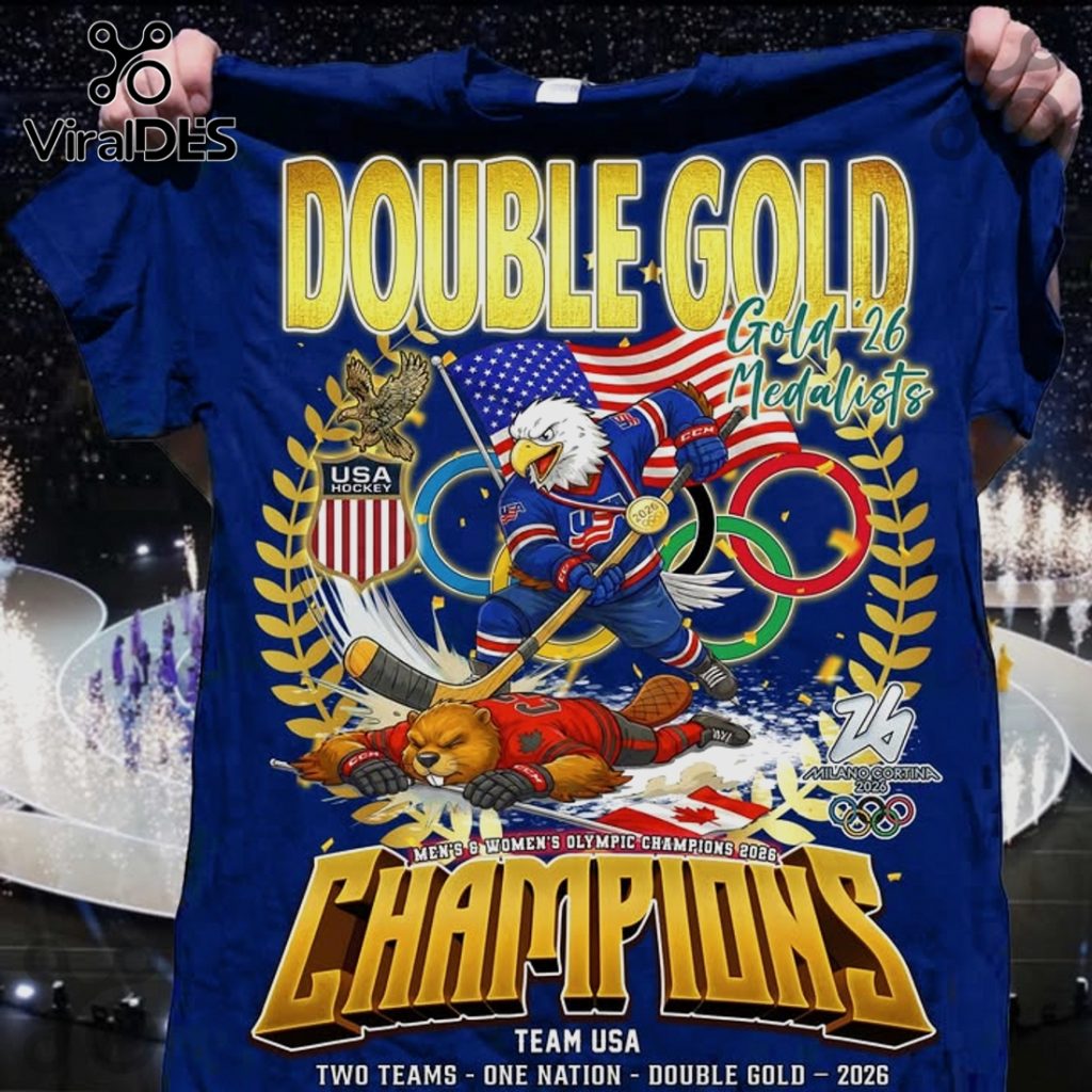 USA Hockey Double Gold 2026 Champions Eagle vs Beaver Graphic T-Shirt