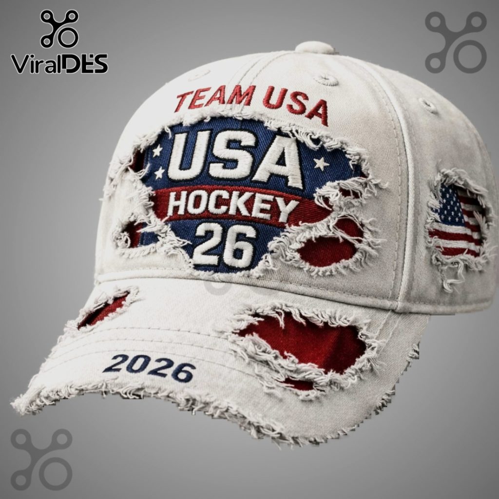 USA Hockey Team 2026 Distressed Vintage Design Baseball Cap
