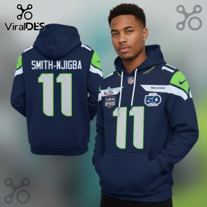 Seattle Seahawks Smith-Njigba 11 Super Bowl LVIII 58th Anniversary 3D Hoodie
