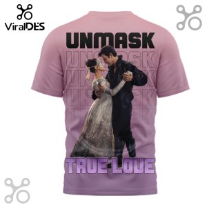 Bridgerton Season 3 T-shirt featuring 'Unmask True Love' design. Show your Bridgerton fandom!