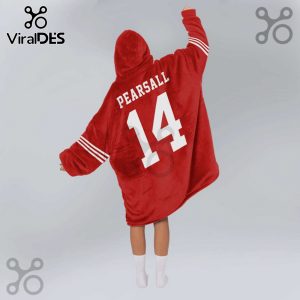 Red oversized hoodie featuring 'PEARSALL' text above the number '14' in white print on the back.!