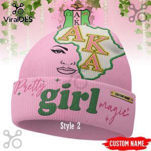 Custom Alpha Kappa Alpha Beanie - Personalized AKA Sorority Winter Hat with Name