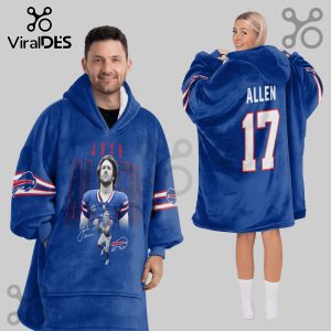 Blue hooded blanket with Josh Allen and the number 17 on the back.!