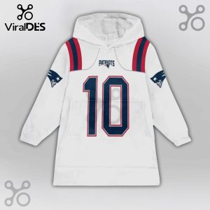 White Snuggle Hoodie with Patriots jersey design and number 10 on front.!