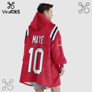 New England Patriots Maye 10 NFL Red Jersey Oversized Blanket Hoodie