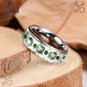 Personalized Hello Kitty Ring - Engraved Silver Tungsten Band