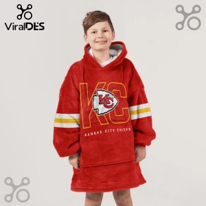 Red Kansas City Chiefs oversized wearable blanket featuring the KC logo and team name.!